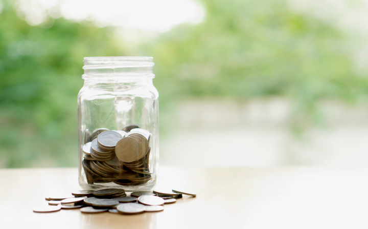 Coins in jar